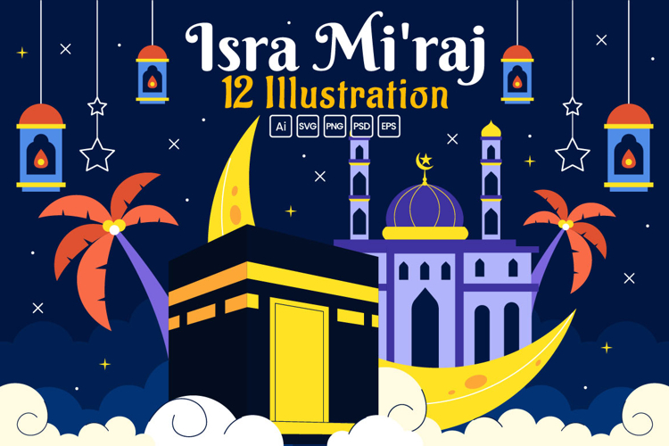 12 Isra Miraj Vector Illustration