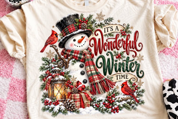 It's a Wonderful Winter Time Christmas Snowman & Cardinal PN example image 1