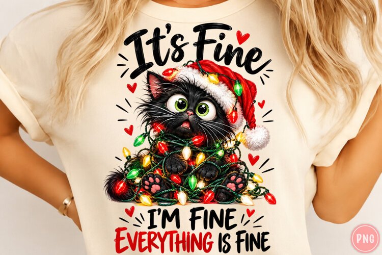 It's Fine I'm Fine Everything is Fine PNG, Christmas PNG example image 1