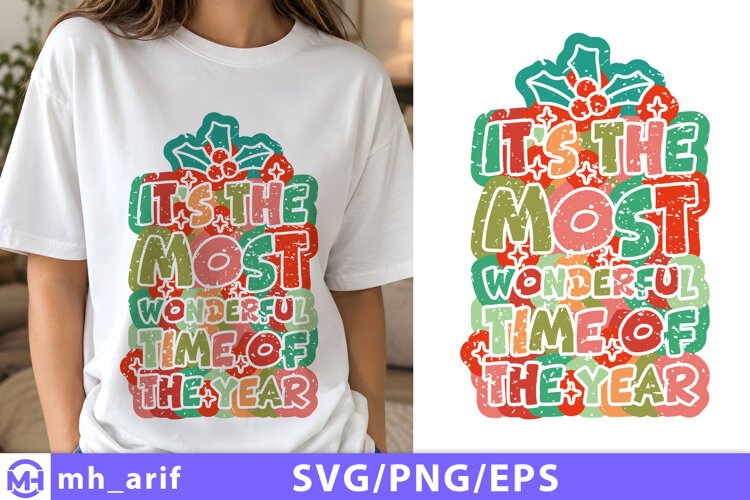 Retro It's The Most Wonderful Time Of The Year SVG PNG example image 1