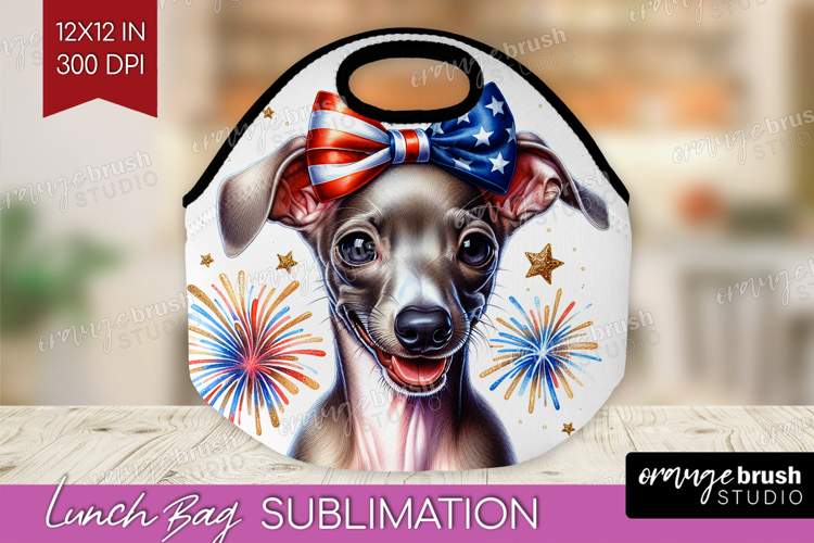 Italian Greyhound Dog Lunch Bag Patriotic Dog Lunch Bug PNG
