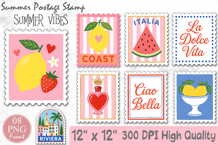 Italian Summer Postage Stamp Clipart