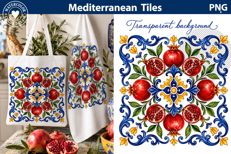 Pomegranate Tile Art | Mediterranean Wall Decor