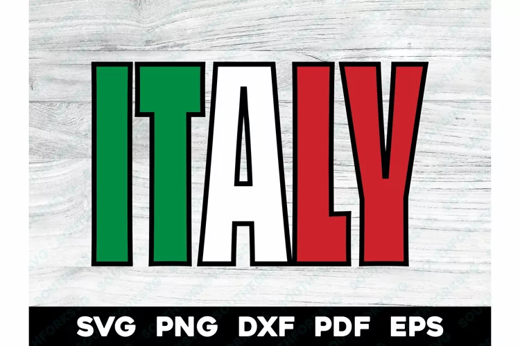Italy Country Flag Name Design SVG PNG DXF EPS PDF
