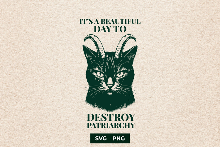 Destroy Patriarchy SVG Funny Feminist Cat Horns PNG