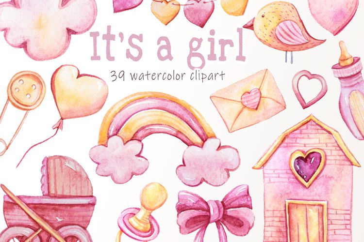 It's a girl clipart. Baby girl clipart - 39 png files example image 1