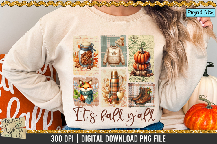It’s Fall Y’all PNG | Cozy Autumn Clipart for Sublimation
