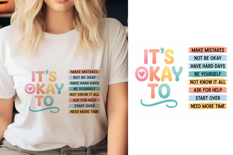 T shirt Mental health awareness poster with positive affirma