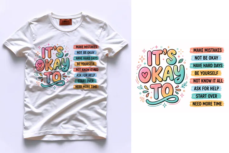 T shirt Mental health awareness quote with colorful typograp