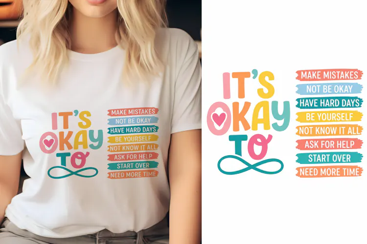 T shirt Mental health awareness poster with colorful motivat