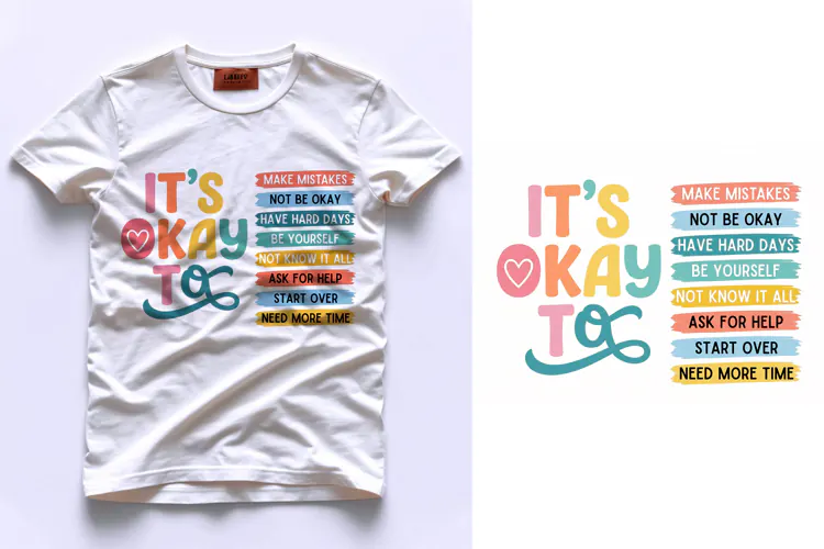 T shirt Mental health awareness poster with positive affirma