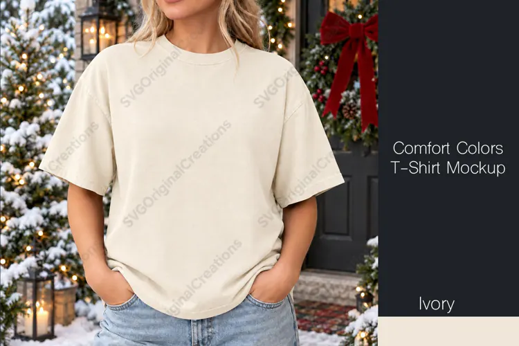 Comfort Colors 1717 t-shirt mockup - Ivory Color
