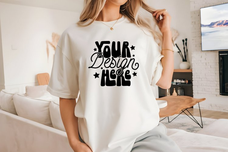 Ivory Comfort Colors 1717 T-Shirt Mockup, Comfort Colors example image 1