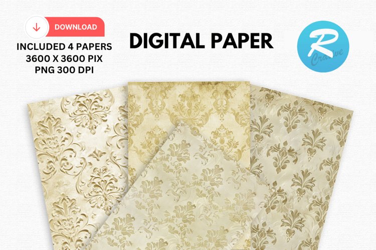 Ivory Damask Digital Paper, Ivory Damask Background