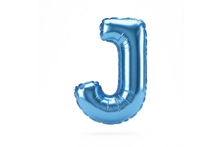 Blue Metallic Letter J Foil Balloon Party Decoration