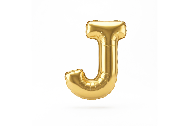 Golden Metallic Letter J Foil Balloon Party Decoration