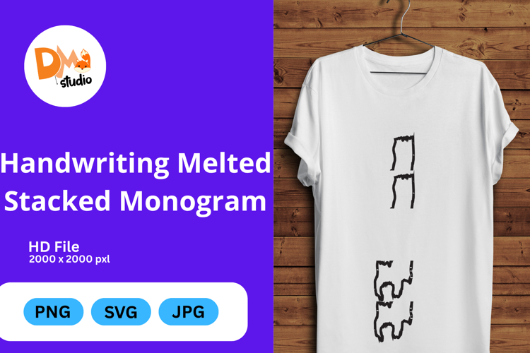 Handwriting Melted Stacked Monogram
