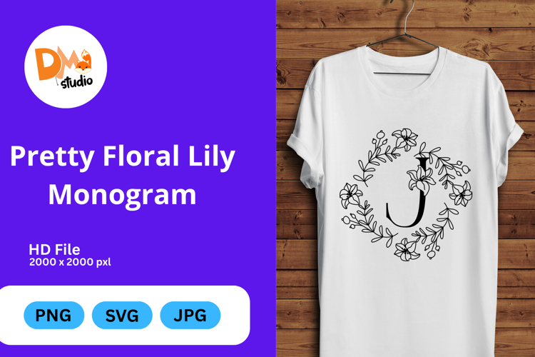 Pretty Floral Lily Monogram