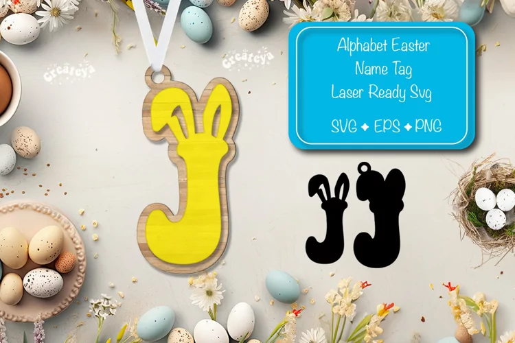 Alphabet Letter J Easter basket tags Easter tag Laser Cut