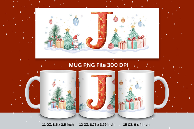 Christmas Mug Customizable Custom Winter Coffee Cup Letter J