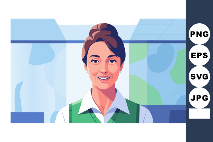 Professional businesswoman smiling in modern office environm example image 1