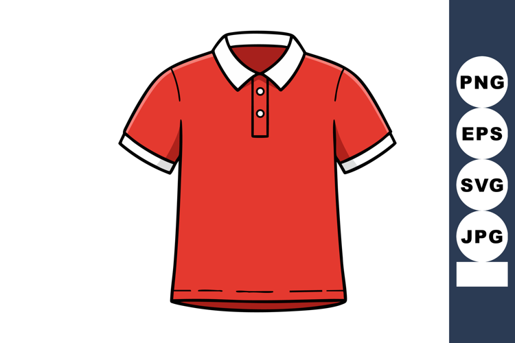 Red polo shirt with white collar and sleeve trim vector illu