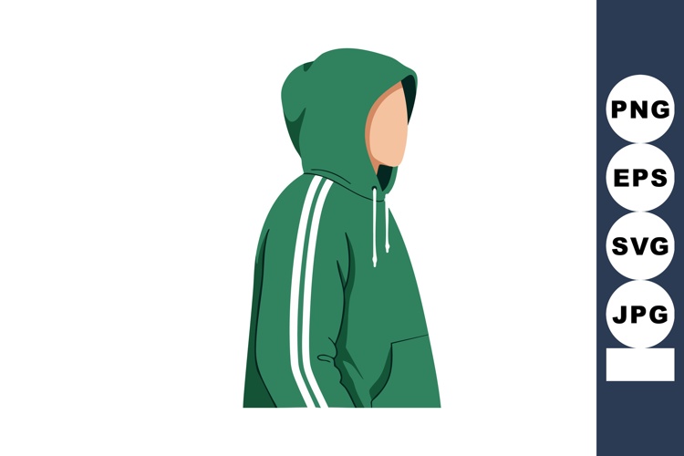 Person wearing green hoodie with white stripes casual style