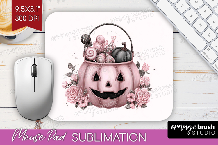 Jack-o-Lantern Cute Mouse Pad Sublimation Pink Halloween PNG