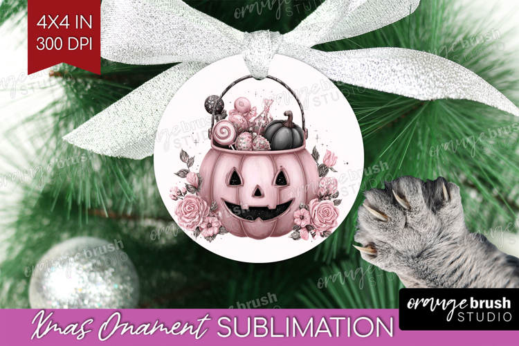 Jack-o-Lantern Cute Ornament PNG Pink Halloween PNG