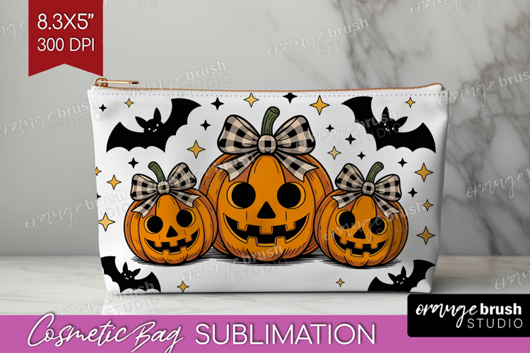 Jack-o-Lantern Halloween Cosmetic Bag Spooky Season Makeup