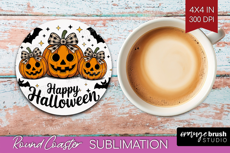 Jack-o-Lantern Halloween Round Coaster Spooky Season Coaster