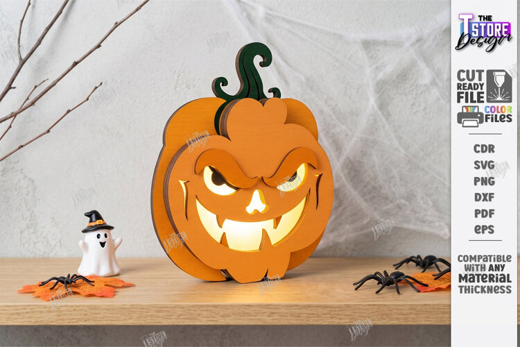 Jack O Lantern Candle Holder Laser Cut | Halloween Pumpkin example image 1
