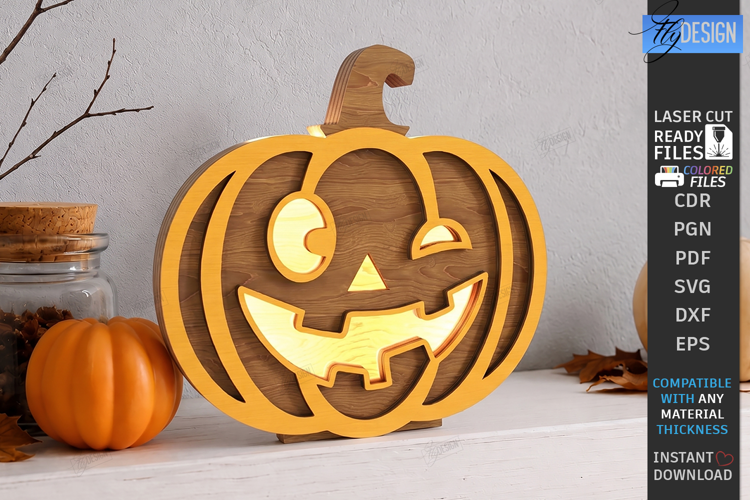 Jack o Lantern Candle Holder Laser Cut | Halloween Pumpkin