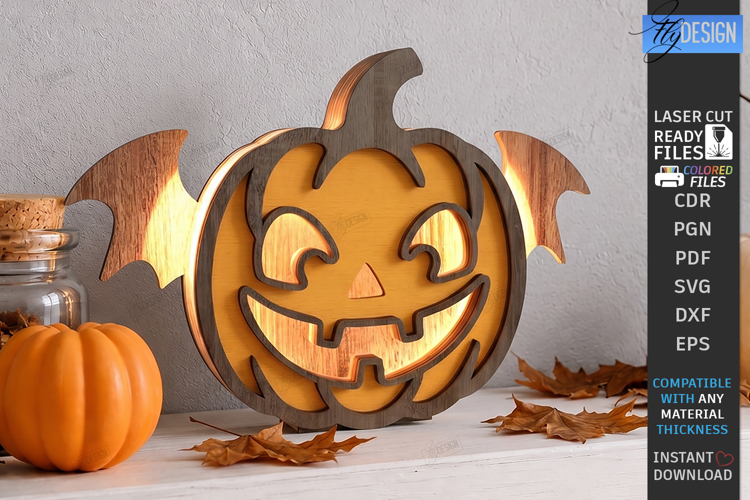Jack o Lantern Candle Holder Laser Cut | Halloween Pumpkin