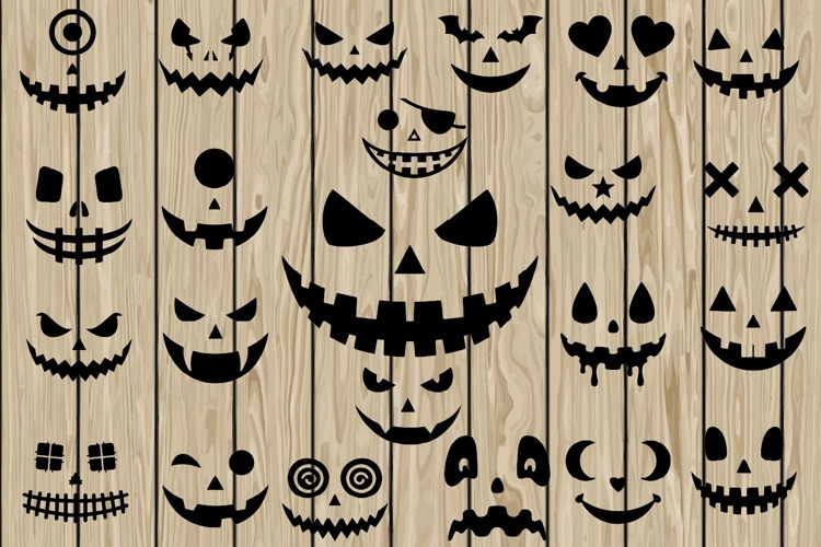 Jack-O-Lantern Faces silhouette bundle SVG