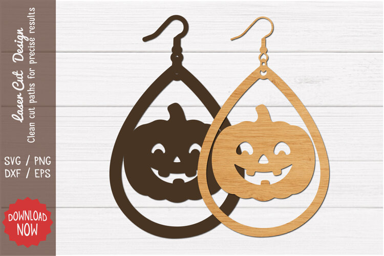 Jack O Lantern Teardrop Earring SVG example image 1