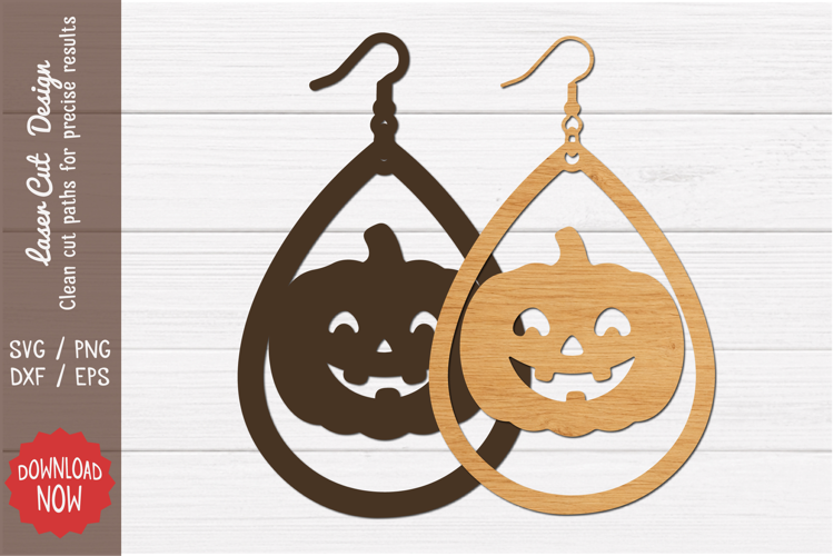 Jack O Lantern Teardrop Earring SVG