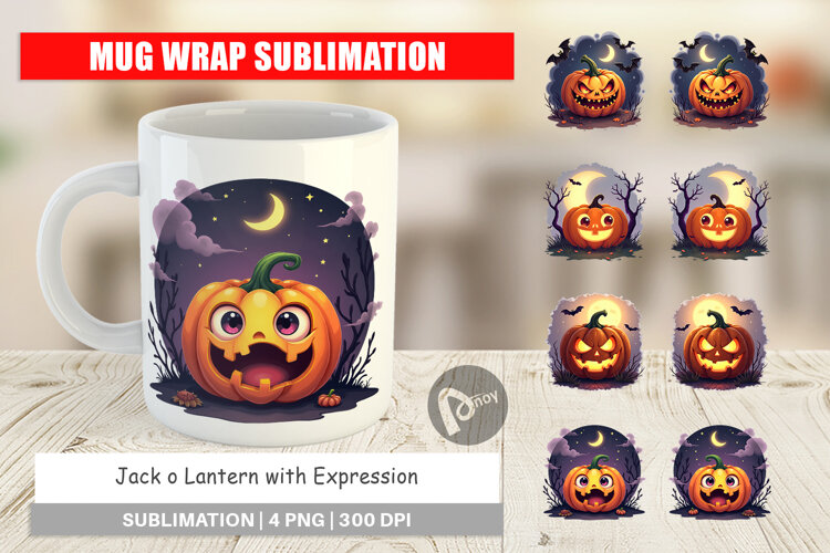 Mug Wrap Halloween Jack Lantern example image 1