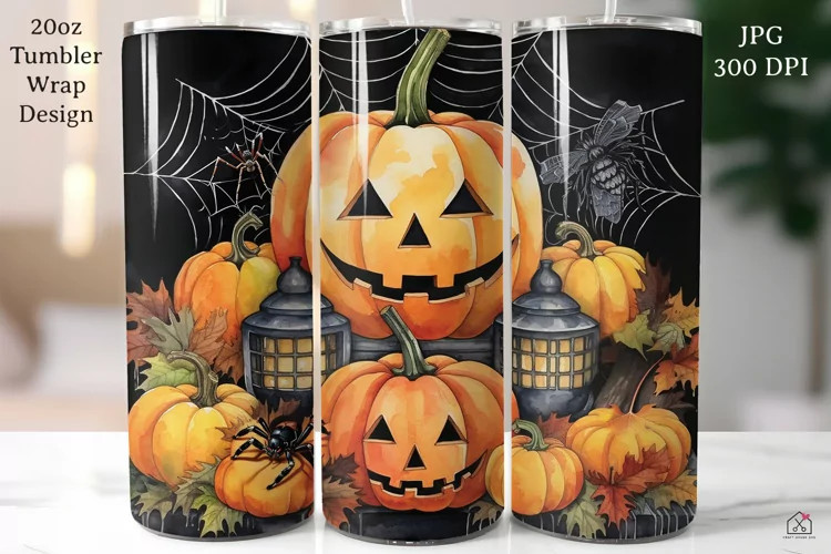 Jack O Lanterns Halloween Tumbler Wrap Pumpkins Sublimation