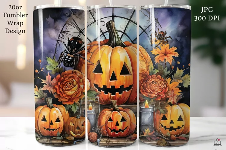 Jack O Lanterns Halloween Tumbler Wrap Pumpkins Sublimation