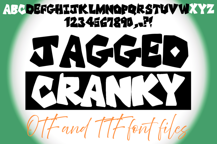 Jagged Cranky Typeface Lettering ABC Text Font OTF Alphabet