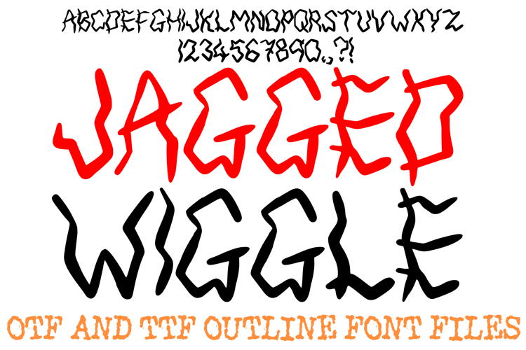 Jagged Wiggle Alphabet Font Hand Drawn ABC OTF TTF Type