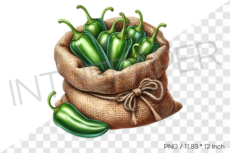 Jalapeno Peppers in Burlap Sack PNG Vegetable Clipart Spicy