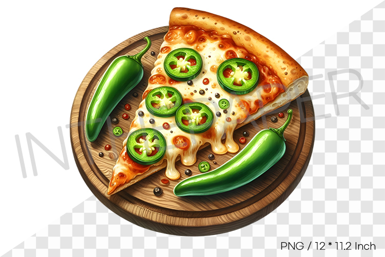 Jalapeno Pizza Slice PNG Spicy Vegetable Food Clipart Illust
