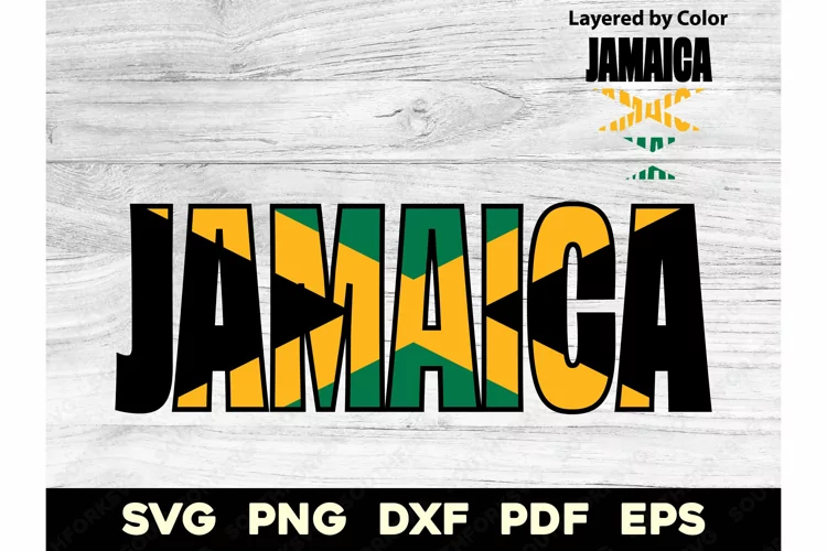 Jamaica Country Flag Name Design SVG PNG DXF EPS PDF