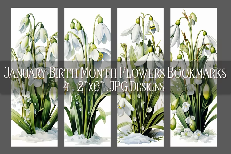 Floral Bookmark, January Bookmark, Snowdrop Bookmarks, s1
