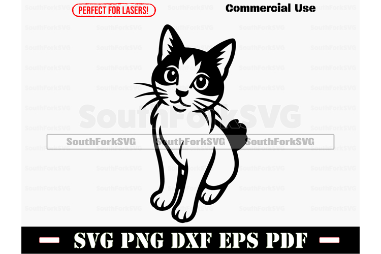 Japanese Bobtail Cat Begging SVG PNG DXF EPS PDF