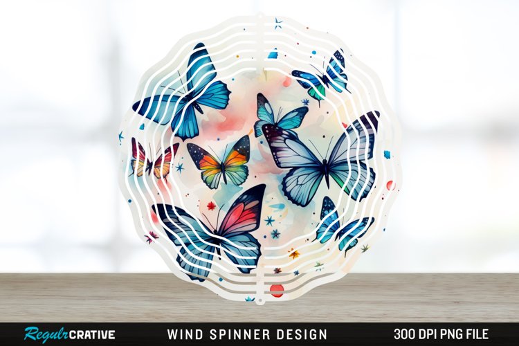 Japanese Watercolor Butterflies Wind Spinner Sublimation