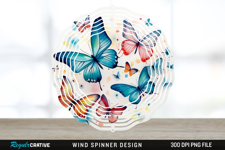 Japanese Watercolor Butterflies Wind Spinner Sublimation