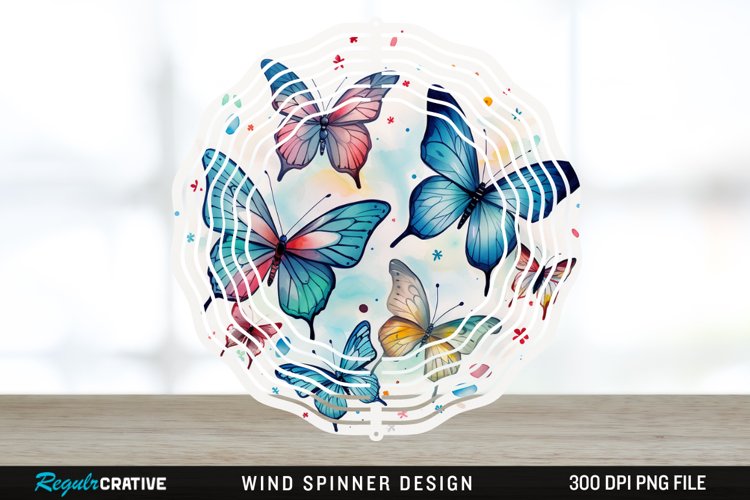 Japanese Watercolor Butterflies Wind Spinner Sublimation